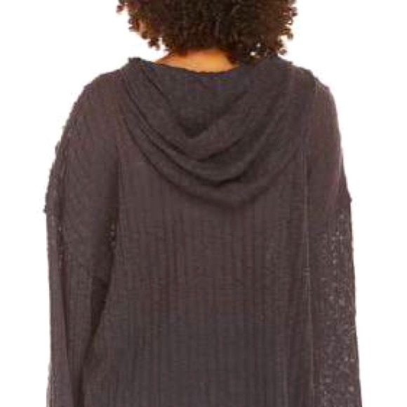 FREE PEOPLE Baja Babe Hooded Hacci Sweater NWT Size Small Washed Black - Picture 8 of 8